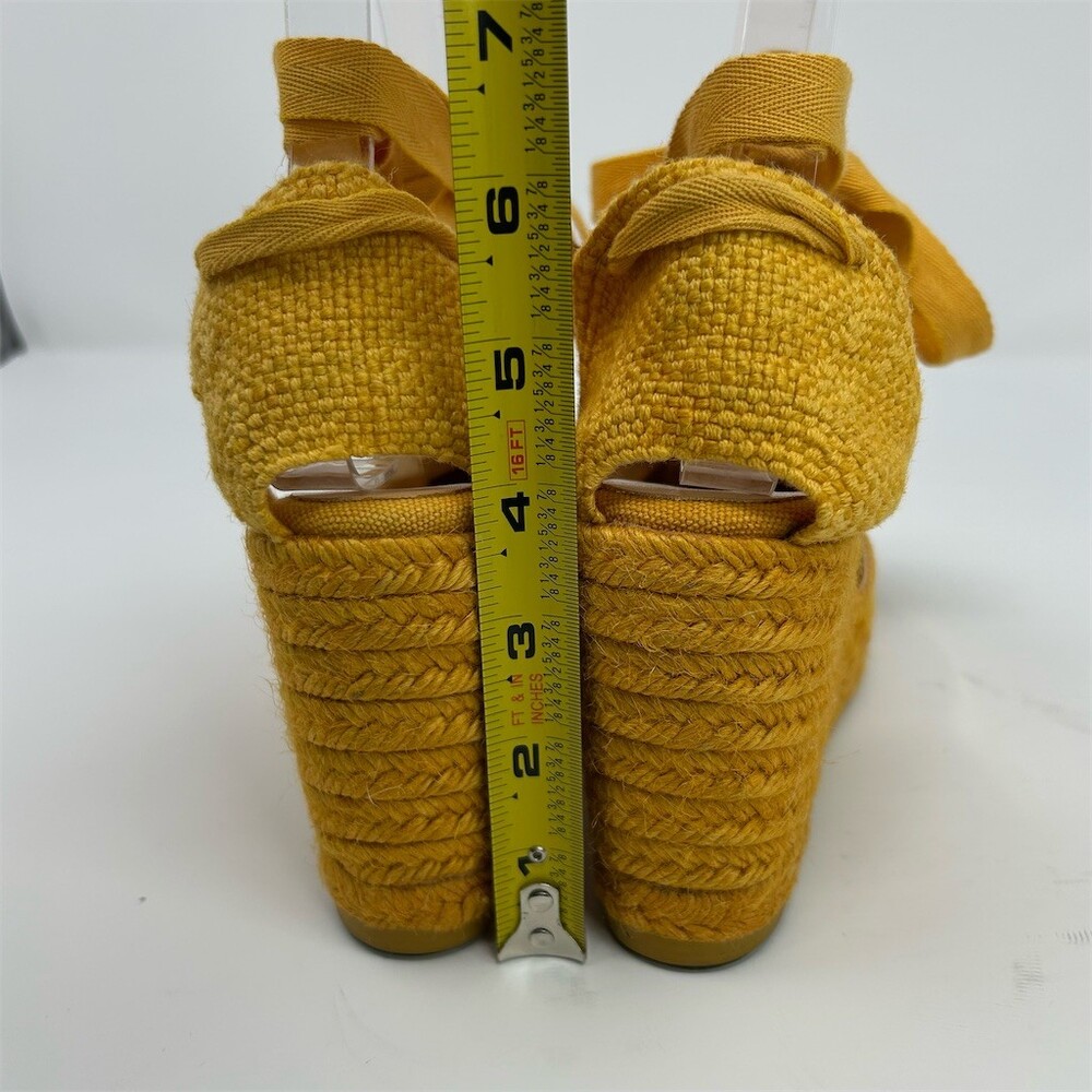 Castañer Womens Mustard Yellow Espadrille Wedge Heels Lace-Up Ankle Wrap Size 37 - Picture 8 of 13